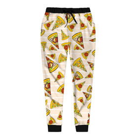 Женские брюки 3D с принтом Pizza love в Белгороде, полиэстер 100% | прямой крой, два кармана без застежек по бокам, с мягкой трикотажной резинкой на поясе и по низу штанин. В поясе для дополнительного комфорта — широкие завязки | 14 февраля | love | pizza | valentine | любовь