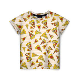 Детская футболка 3D с принтом Pizza love в Белгороде, 100% гипоаллергенный полиэфир | прямой крой, круглый вырез горловины, длина до линии бедер, чуть спущенное плечо, ткань немного тянется | Тематика изображения на принте: 14 февраля | love | pizza | valentine | любовь