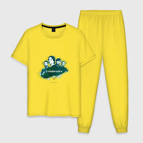 Мужская пижама хлопок с принтом The Сranberries в Белгороде, 100% хлопок | брюки и футболка прямого кроя, без карманов, на брюках мягкая резинка на поясе и по низу штанин
 | Тематика изображения на принте: 