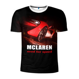 Мужская футболка 3D спортивная с принтом McLaren - жажда скорости в Белгороде, 100% полиэстер с улучшенными характеристиками | приталенный силуэт, круглая горловина, широкие плечи, сужается к линии бедра | auto | mclaren 570s | авто | автомобиль | машина | суперкар | тачка
