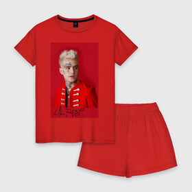 Женская пижама с шортиками хлопок с принтом Lil Peep - 104 в Белгороде, 100% хлопок | футболка прямого кроя, шорты свободные с широкой мягкой резинкой | lil peep | лил пип | маленький пип