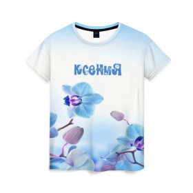 Женская футболка 3D с принтом Ксения в Белгороде, 100% полиэфир ( синтетическое хлопкоподобное полотно) | прямой крой, круглый вырез горловины, длина до линии бедер | flower | name | spring | букет | весна | имена | имя | ксения | природа | узор | цветочный | цветы