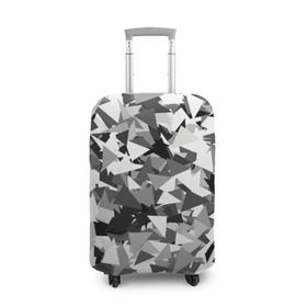 Чехол для чемодана 3D с принтом Городской серый камуфляж в Белгороде, 86% полиэфир, 14% спандекс | двустороннее нанесение принта, прорези для ручек и колес | армия | геометрический | геометрия | маскировка | милитари | паттерн | текстура | треугольники | чернобелый