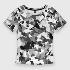 Женская футболка 3D Slim с принтом Городской серый камуфляж в Белгороде,  |  | армия | геометрический | геометрия | маскировка | милитари | паттерн | текстура | треугольники | чернобелый