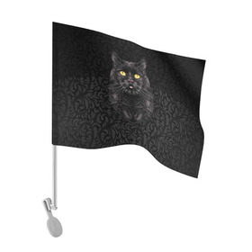 Флаг для автомобиля с принтом Чёрный котик в Белгороде, 100% полиэстер | Размер: 30*21 см | Тематика изображения на принте: кошка | чёрная