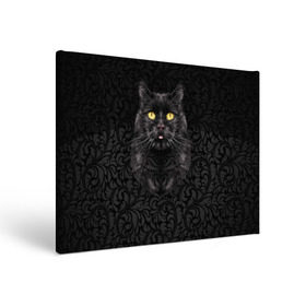 Холст прямоугольный с принтом Чёрный котик в Белгороде, 100% ПВХ |  | Тематика изображения на принте: кошка | чёрная