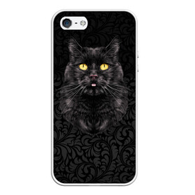 Чехол для iPhone 5/5S матовый с принтом Чёрный котик в Белгороде, Силикон | Область печати: задняя сторона чехла, без боковых панелей | Тематика изображения на принте: кошка | чёрная