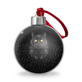 Ёлочный шар с принтом Чёрный котик в Белгороде, Пластик | Диаметр: 77 мм | Тематика изображения на принте: кошка | чёрная