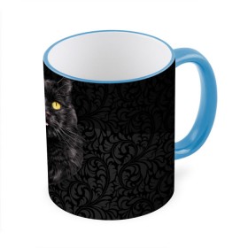 Кружка 3D с принтом Чёрный котик в Белгороде, керамика | ёмкость 330 мл | Тематика изображения на принте: кошка | чёрная