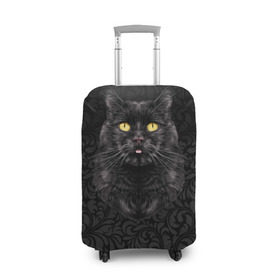 Чехол для чемодана 3D с принтом Чёрный котик в Белгороде, 86% полиэфир, 14% спандекс | двустороннее нанесение принта, прорези для ручек и колес | кошка | чёрная