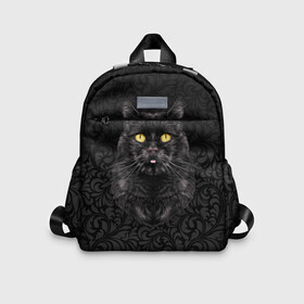 Детский рюкзак 3D с принтом Чёрный котик в Белгороде, 100% полиэстер | лямки с регулируемой длиной, сверху петелька, чтобы рюкзак можно было повесить на вешалку. Основное отделение закрывается на молнию, как и внешний карман. Внутри дополнительный карман. По бокам два дополнительных кармашка | кошка | чёрная