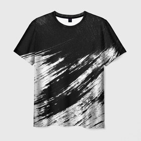 Мужская футболка 3D с принтом abstraction black&white в Белгороде, 100% полиэфир | прямой крой, круглый вырез горловины, длина до линии бедер | abstraction | watercolor | абстракция красок | акварель | брызги красок | живопись | краска | потертость красок | размытые краски | текстуры | черно белый | яркие | яркие краски