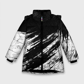 Зимняя куртка для девочек 3D с принтом abstraction black&white в Белгороде, ткань верха — 100% полиэстер; подклад — 100% полиэстер, утеплитель — 100% полиэстер. | длина ниже бедра, удлиненная спинка, воротник стойка и отстегивающийся капюшон. Есть боковые карманы с листочкой на кнопках, утяжки по низу изделия и внутренний карман на молнии. 

Предусмотрены светоотражающий принт на спинке, радужный светоотражающий элемент на пуллере молнии и на резинке для утяжки. | abstraction | watercolor | абстракция красок | акварель | брызги красок | живопись | краска | потертость красок | размытые краски | текстуры | черно белый | яркие | яркие краски