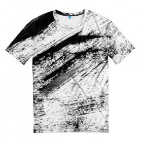 Мужская футболка 3D с принтом gray&black colors в Белгороде, 100% полиэфир | прямой крой, круглый вырез горловины, длина до линии бедер | abstraction | watercolor | абстракция красок | акварель | брызги красок | живопись | краска | потертость красок | размытые краски | текстуры | черно белый | яркие | яркие краски