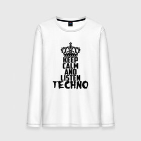 Мужской лонгслив хлопок с принтом Keep calm and listen Techno в Белгороде, 100% хлопок |  | Тематика изображения на принте: ebm | edm | hi nrg | techno | габбер | даб | детройт | дип | индастриал | италиан | минимал | музыка | синтипоп | тек хаус | техно | фанк | хард | чикаго хаус | шранц | эйсид | электро | электронная