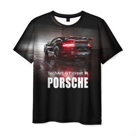 Мужская футболка 3D с принтом Porsche GTstreet R в Белгороде, 100% полиэфир | прямой крой, круглый вырез горловины, длина до линии бедер | auto | porsche 911 | turbo s | авто | автомобиль | машина | спорткар | суперкар | тачка