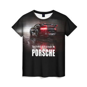 Женская футболка 3D с принтом Porsche GTstreet R в Белгороде, 100% полиэфир ( синтетическое хлопкоподобное полотно) | прямой крой, круглый вырез горловины, длина до линии бедер | auto | porsche 911 | turbo s | авто | автомобиль | машина | спорткар | суперкар | тачка