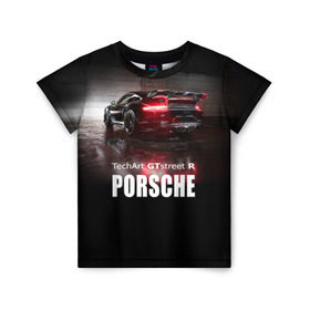 Детская футболка 3D с принтом Porsche GTstreet R в Белгороде, 100% гипоаллергенный полиэфир | прямой крой, круглый вырез горловины, длина до линии бедер, чуть спущенное плечо, ткань немного тянется | auto | porsche 911 | turbo s | авто | автомобиль | машина | спорткар | суперкар | тачка