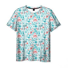 Мужская футболка 3D с принтом 36,6 в Белгороде, 100% полиэфир | прямой крой, круглый вырез горловины, длина до линии бедер | аптека | врач | гиппократ | градусник | медбрат | медик | медсестра | пинцет | скорая | скорая помощь