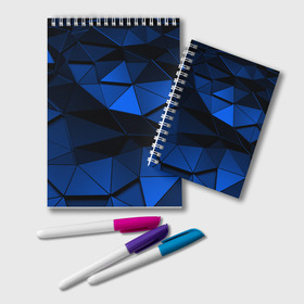 Блокнот с принтом Blue abstraction collection в Белгороде, 100% бумага | 48 листов, плотность листов — 60 г/м2, плотность картонной обложки — 250 г/м2. Листы скреплены удобной пружинной спиралью. Цвет линий — светло-серый
 | abstraction | geometry | polygon | абстракция | геометрия | грань | краски | кубик | кубики | линии | мозаика | полигон | разноцветные | ребро | текстура | тени | узор