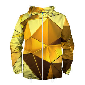 Мужская ветровка 3D с принтом Gold texture в Белгороде, 100% полиэстер | подол и капюшон оформлены резинкой с фиксаторами, два кармана без застежек по бокам, один потайной карман на груди | 