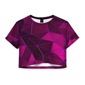 Женская футболка 3D укороченная с принтом Mosaic fashion в Белгороде, 100% полиэстер | круглая горловина, длина футболки до линии талии, рукава с отворотами | abstraction | geometry | polygon | абстракция | геометрия | грань | краски | кубик | кубики | линии | мозаика | полигон | разноцветные | ребро | текстура | тени | узор