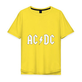 Мужская футболка хлопок Oversize с принтом AC/DC в Белгороде, 100% хлопок | свободный крой, круглый ворот, “спинка” длиннее передней части | Тематика изображения на принте: ac dc | acdc | high voltage | ангус | металл | рок | фсвс | эй си ди си | эйсидиси | янг