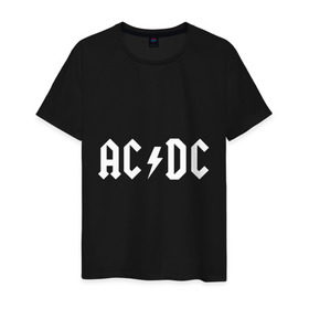 Мужская футболка хлопок с принтом AC/DC в Белгороде, 100% хлопок | прямой крой, круглый вырез горловины, длина до линии бедер, слегка спущенное плечо. | ac dc | acdc | high voltage | ангус | металл | рок | фсвс | эй си ди си | эйсидиси | янг