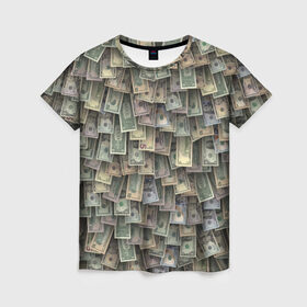 Женская футболка 3D с принтом Доллары США в Белгороде, 100% полиэфир ( синтетическое хлопкоподобное полотно) | прямой крой, круглый вырез горловины, длина до линии бедер | dollar | forex | usa | банкноты | богатство | валюта | деньги | доллар | купюры | паттрен | трейдер | чешуя