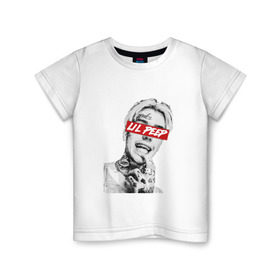 Детская футболка хлопок с принтом lil peep в Белгороде, 100% хлопок | круглый вырез горловины, полуприлегающий силуэт, длина до линии бедер | lil peep | лил пип | маленький пип