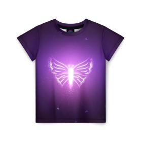 Детская футболка 3D с принтом Бабочка в Белгороде, 100% гипоаллергенный полиэфир | прямой крой, круглый вырез горловины, длина до линии бедер, чуть спущенное плечо, ткань немного тянется | Тематика изображения на принте: бабочка | магия | насекомое | неон