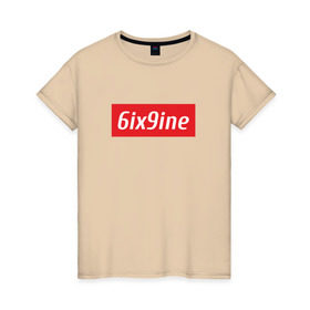Женская футболка хлопок с принтом 6ix9ine в Белгороде, 100% хлопок | прямой крой, круглый вырез горловины, длина до линии бедер, слегка спущенное плечо | 6ix | rap | рэп