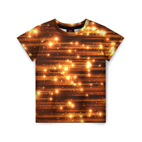 Детская футболка 3D с принтом Огоньки в Белгороде, 100% гипоаллергенный полиэфир | прямой крой, круглый вырез горловины, длина до линии бедер, чуть спущенное плечо, ткань немного тянется | кометы | космос | метеорит | огоньки | свет | яркий