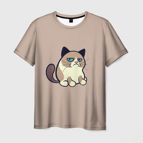 Мужская футболка 3D с принтом Недовольный кот в Белгороде, 100% полиэфир | прямой крой, круглый вырез горловины, длина до линии бедер | Тематика изображения на принте: cat | кот | кошка