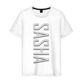 Мужская футболка хлопок с принтом Sasha-art в Белгороде, 100% хлопок | прямой крой, круглый вырез горловины, длина до линии бедер, слегка спущенное плечо. | art | name | name sasha | sasha | sasha art | имена | имя | имя саша | саша