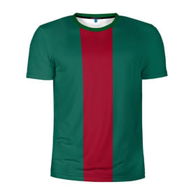 Мужская футболка 3D спортивная с принтом Зеленый/бордовый в Белгороде, 100% полиэстер с улучшенными характеристиками | приталенный силуэт, круглая горловина, широкие плечи, сужается к линии бедра | gucci | гучи | гуччи | полосы