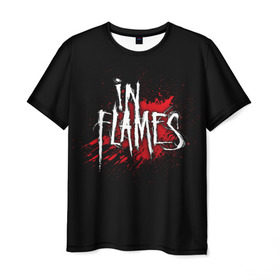 Мужская футболка 3D с принтом In Flames в Белгороде, 100% полиэфир | прямой крой, круглый вырез горловины, длина до линии бедер | band | blood | in flames | metal | music | rock | атрибутика | группа | кровь | метал | музыка | рок