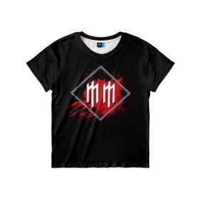 Детская футболка 3D с принтом Marilyn Manson в Белгороде, 100% гипоаллергенный полиэфир | прямой крой, круглый вырез горловины, длина до линии бедер, чуть спущенное плечо, ткань немного тянется | band | blood | marilyn manson | metal | music | rock | атрибутика | группа | кровь | метал | музыка | рок