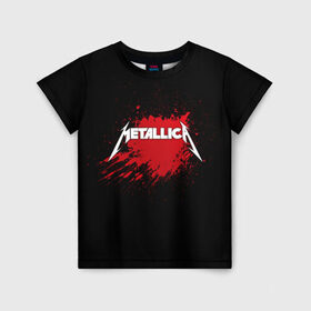 Детская футболка 3D с принтом Metallica в Белгороде, 100% гипоаллергенный полиэфир | прямой крой, круглый вырез горловины, длина до линии бедер, чуть спущенное плечо, ткань немного тянется | band | blood | metal | metallica | music | rock | атрибутика | группа | кровь | метал | музыка | рок