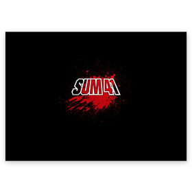 Поздравительная открытка с принтом Sum 41 в Белгороде, 100% бумага | плотность бумаги 280 г/м2, матовая, на обратной стороне линовка и место для марки
 | band | blood | metal | music | rock | sum 41 | атрибутика | группа | кровь | метал | музыка | рок