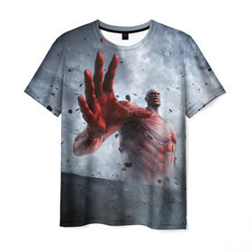 Мужская футболка 3D с принтом Титан в Белгороде, 100% полиэфир | прямой крой, круглый вырез горловины, длина до линии бедер | attack on titan | атака титанов | колосс