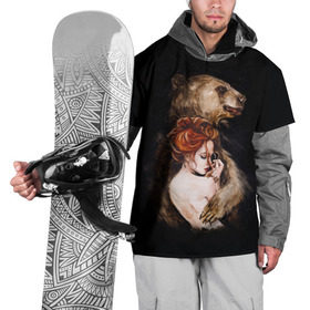 Накидка на куртку 3D с принтом Defender в Белгороде, 100% полиэстер |  | bear | calm | defender | ginger | ginger hair | girl | protection | девушка | животные | защита | медведь | рыжая