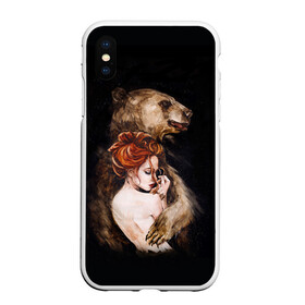 Чехол для iPhone XS Max матовый с принтом Defender в Белгороде, Силикон | Область печати: задняя сторона чехла, без боковых панелей | bear | calm | defender | ginger | ginger hair | girl | protection | девушка | животные | защита | медведь | рыжая