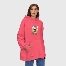 Худи SuperOversize хлопок с принтом Cuphead в Белгороде, 70% хлопок, 30% полиэстер, мягкий начес внутри | карман-кенгуру, эластичная резинка на манжетах и по нижней кромке, двухслойный капюшон
 | cuphead | капхед | капхэд