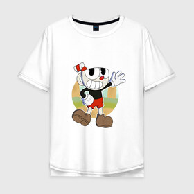 Мужская футболка хлопок Oversize с принтом Cuphead в Белгороде, 100% хлопок | свободный крой, круглый ворот, “спинка” длиннее передней части | cuphead | капхед | капхэд