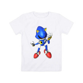 Детская футболка хлопок с принтом Metal Sonic в Белгороде, 100% хлопок | круглый вырез горловины, полуприлегающий силуэт, длина до линии бедер | метал соник | металл соник
