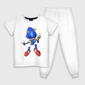 Детская пижама хлопок с принтом Metal Sonic в Белгороде, 100% хлопок |  брюки и футболка прямого кроя, без карманов, на брюках мягкая резинка на поясе и по низу штанин
 | метал соник | металл соник