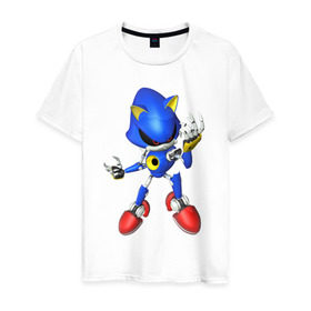 Мужская футболка хлопок с принтом Metal Sonic в Белгороде, 100% хлопок | прямой крой, круглый вырез горловины, длина до линии бедер, слегка спущенное плечо. | метал соник | металл соник
