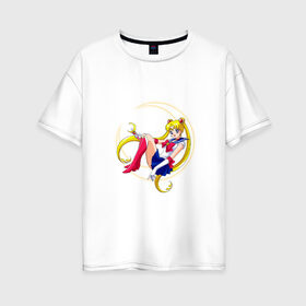 Женская футболка хлопок Oversize с принтом Sailor Moon в Белгороде, 100% хлопок | свободный крой, круглый ворот, спущенный рукав, длина до линии бедер
 | sailor moon | sailormoon | сейлор мун | сейлормун