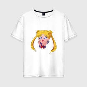 Женская футболка хлопок Oversize с принтом Sailor Moon в Белгороде, 100% хлопок | свободный крой, круглый ворот, спущенный рукав, длина до линии бедер
 | sailor moon | sailormoon | сейлор мун | сейлормун